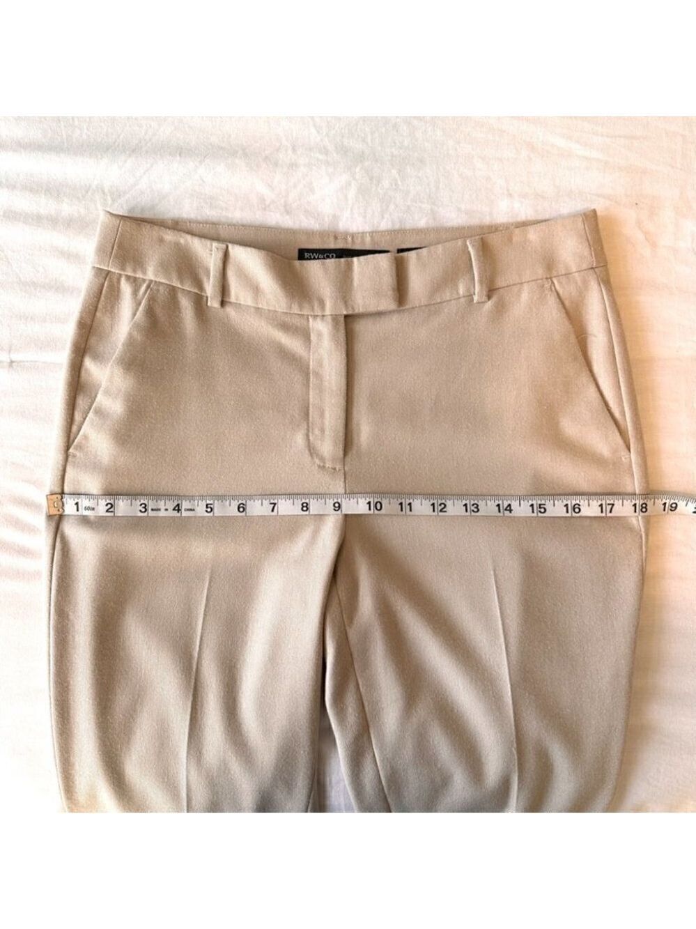RW&Co. Womens Slim Leg Trousers Beige Size 4 Suiting Signature Fit Ankle Length - Picture 9 of 11